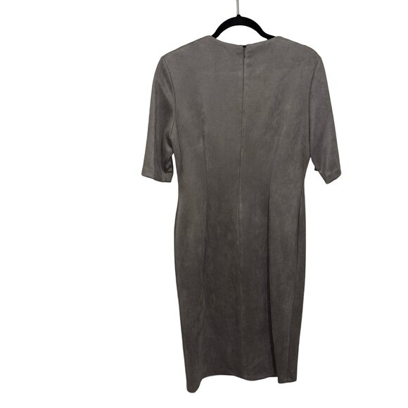 Anne Klein Women's Gray Faux Suede/Felt Midi Sheath Dress Sz 8 NWT - Picture 5 of 13